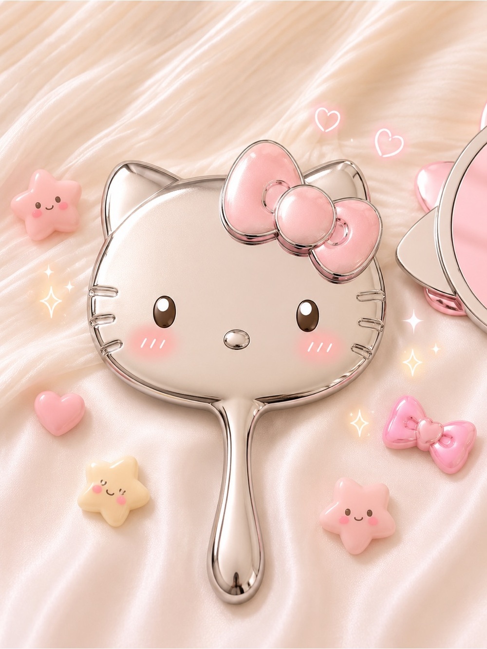 Hello Kitty Silver-Tone Handheld Mirror with Bow